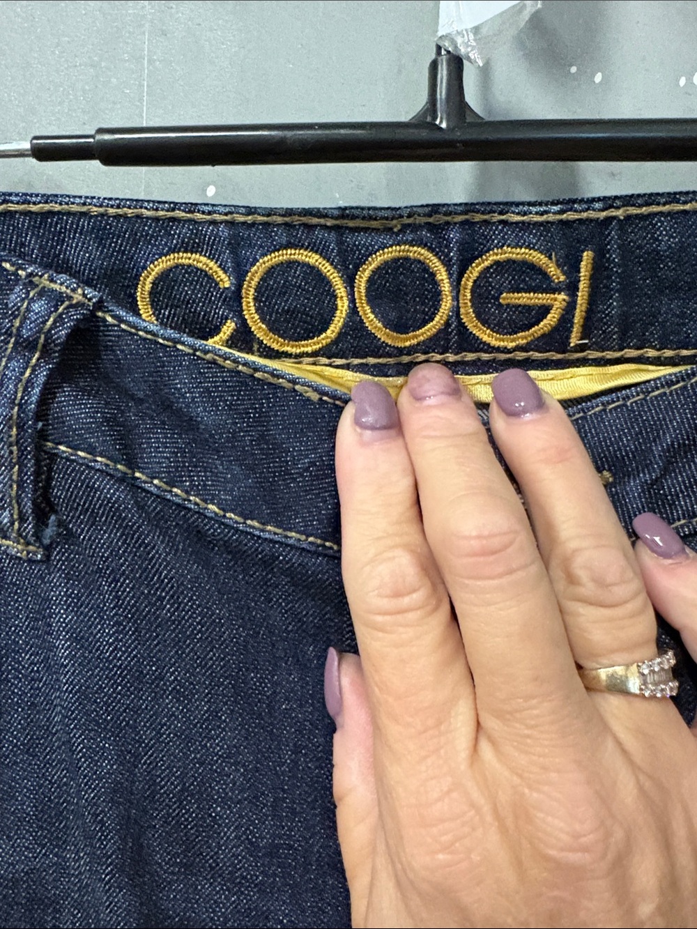 COOGI Dark Blue Skinny Jeans with Multicolor Embellished Pockets Y2K